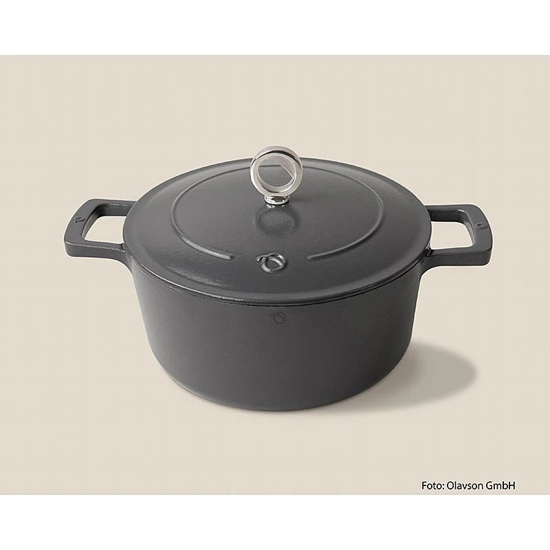 Olavson Gusseisen Bräter Grau, m. Deckel, emailliert, 24cm, f. alle Herdarten, 1 St