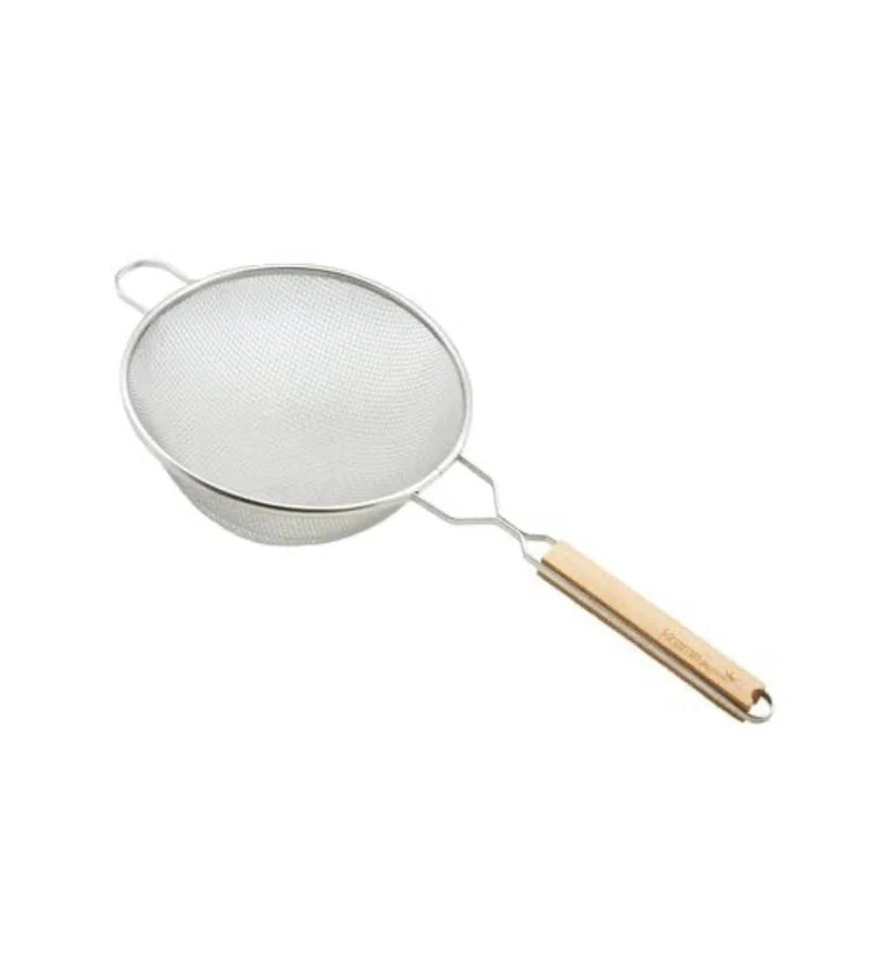 Chefco, 10 1/4" Medium Stainless Steel Single Mesh Strainer with Wooden Handle & Hanging Hook (MSH-10.5S)