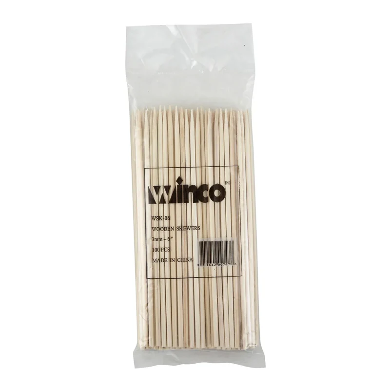 6" Bamboo Skewers, 100/bag, Winco (WSK-06)