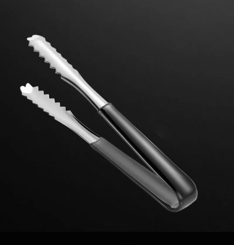 Stainless Steel Ice Tong with Black Plastic Coated, 7" (TS-7B)