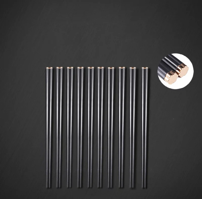 CHEFCO,CS-CK05J,Dingdang Golden Tip Alloy Chopsticks, 10 pairs