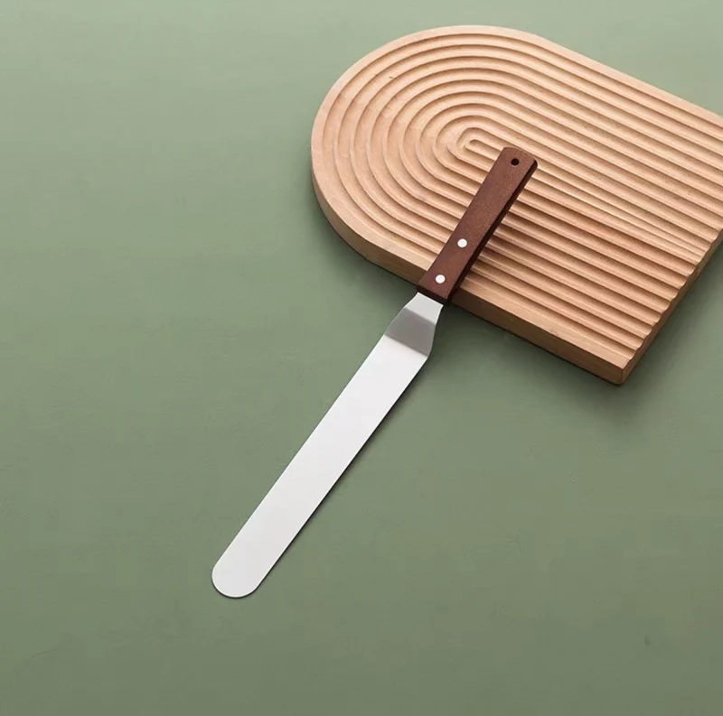 Spatula w/Offset, Wooden Handle, 8x1-1/2" (TOS-8)