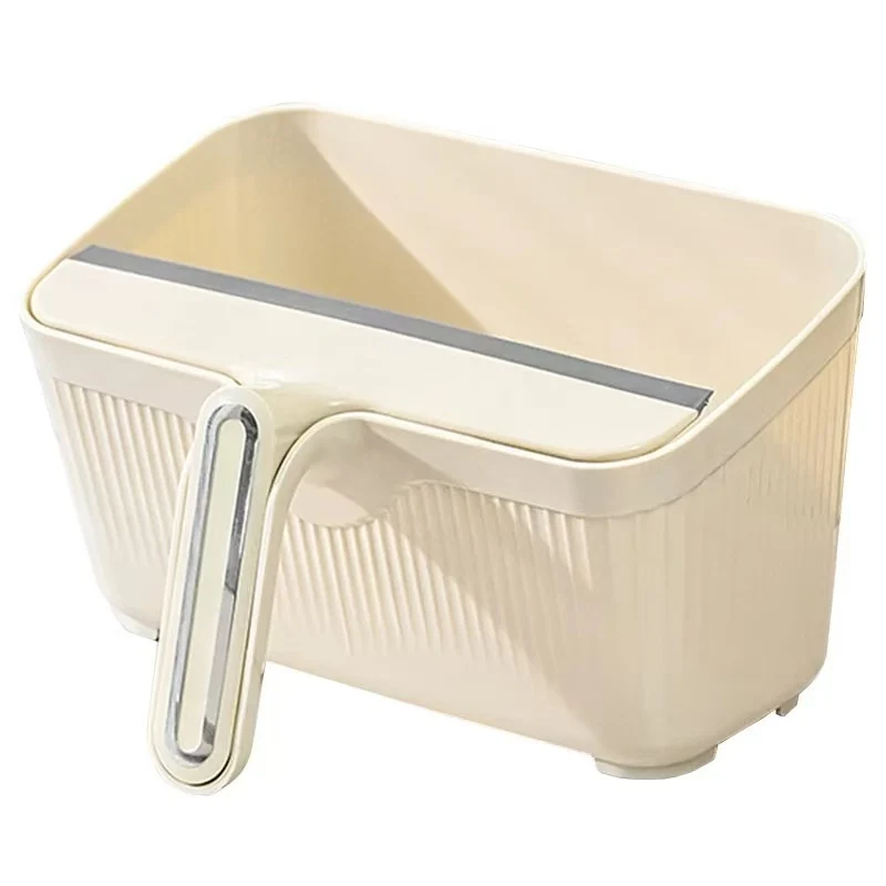 Chefco SJ-5938W, Table Top Garbage Can, The Cleaning Bucket with Silicone Wiper, White