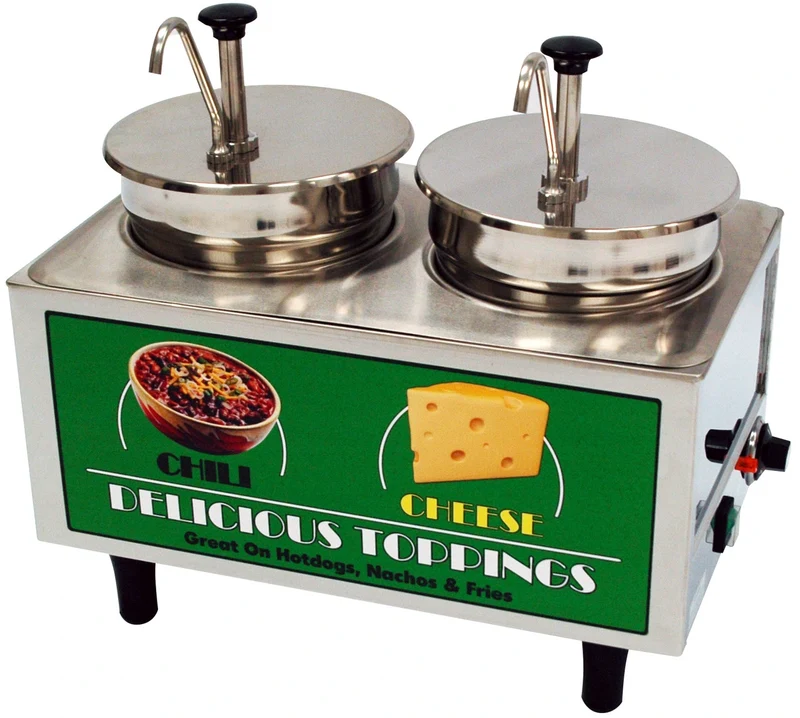 WINCO, 51074A - BenchmarkUSA "Chili & Cheese" Food Warmer - 2 Pumps