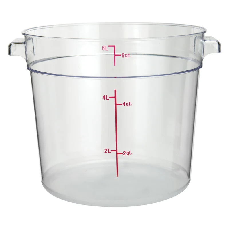 6 Qt Round Food Storage Container,PC,Clear, Sub-equip