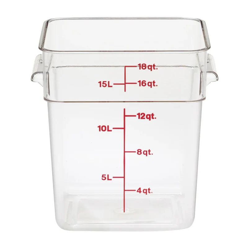 18 Quart Polycarbonate Square Food Storage Container, Clear