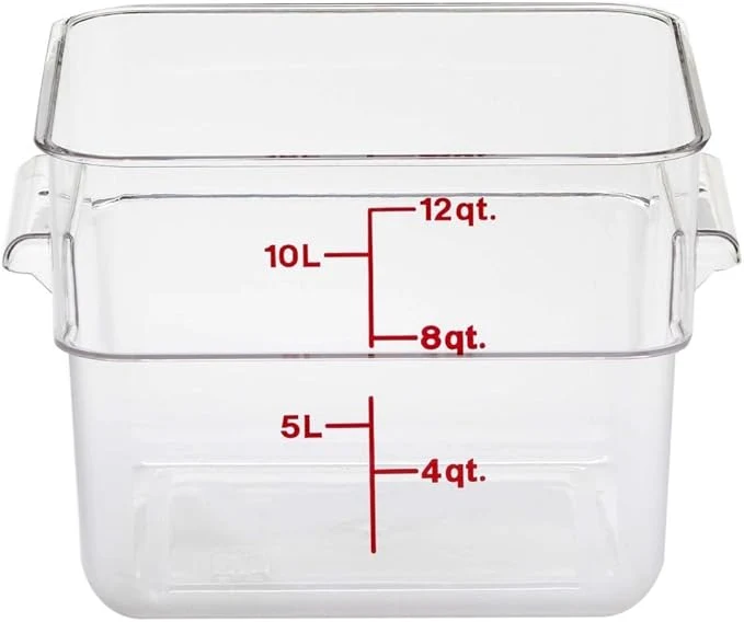 12 Quart Polycarbonate Square Food Storage Container, Clear