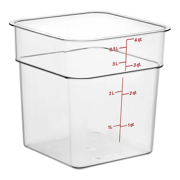 4 Quart Polycarbonate Square Food Storage Container, Clear