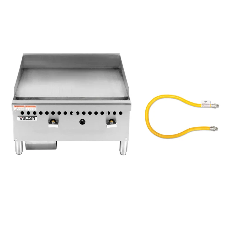 Vulcan 24" Countertop Gas Griddle with Manual Controls, Natural Gas+ Turbo Range 36" gas connector hose