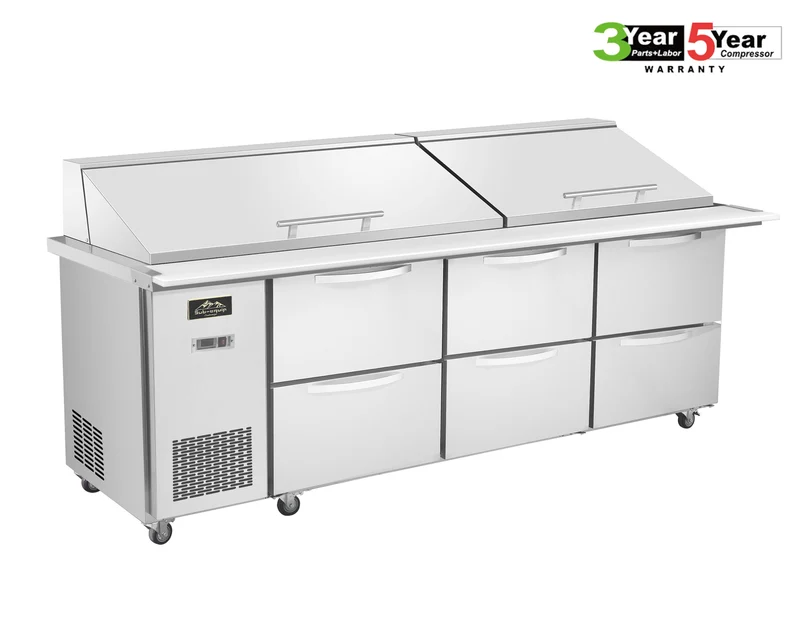 Sub-equip 84" Mega Top Cooler Salad and Sandwich Prep Table With Side Mounted Compressor+6 Drawers