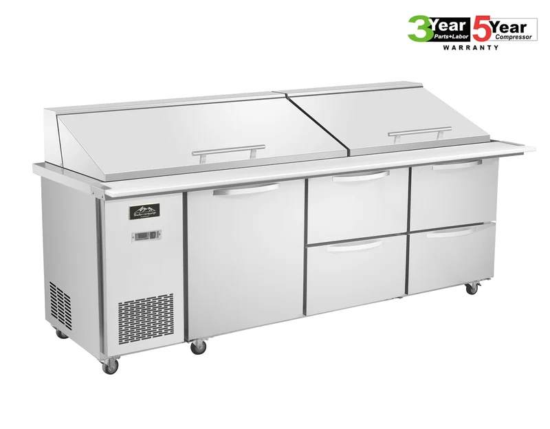 Sub-equip 84" Mega Top Cooler Salad and Sandwich Prep Table With Side Mounted Compressor+4 Drawers