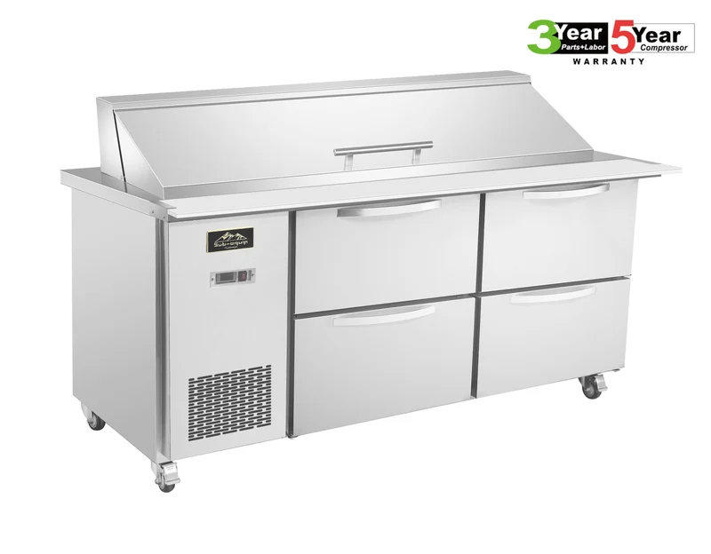 Sub-equip 60" Mega Top Cooler Salad and Sandwich Prep Table With Side Mounted Compressor + 4 Drawers