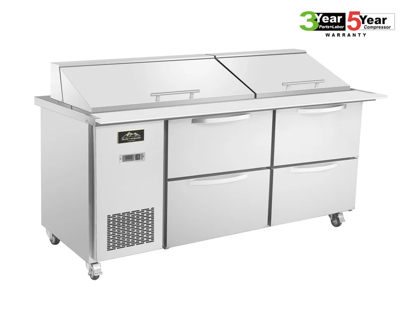 Sub-equip, 72" Salad and Sandwich Refrigerated Prep Table With Side Mounted Compressor & 4 Drawers