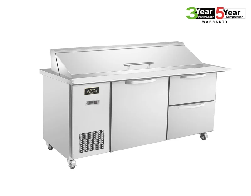Sub-equip, 60" Salad and Sandwich Refrigerated Prep Table With Side Mounted Compressor & 2 Drawers