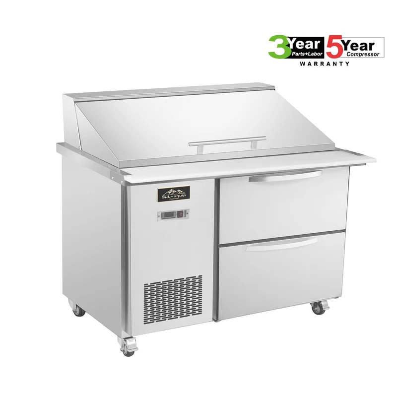 Sub-equip, 48" Salad and Sandwich Refrigerated Prep Table With Side Mounted Compressor & 2 Drawers