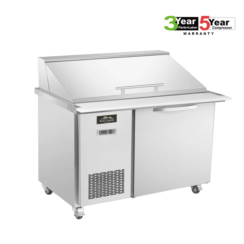 Sub-equip, 48" One Door Salad and Sandwich Refrigerated Prep Table With Side Mounted Compressor