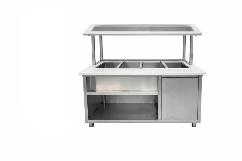 Turbo Range, HT-58.5IN-4P, 59"Electric marble countertop Hot Table with 4 Wells & ultra clear glass