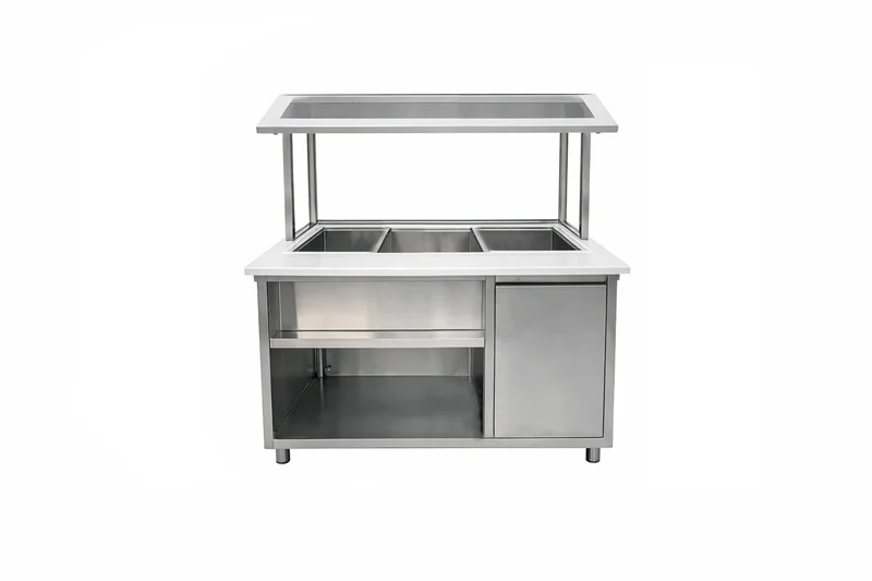 Turbo Range, HT-45.3IN-3P, 46" Electric marble countertop Hot Table with 3 Wells & ultra clear glass