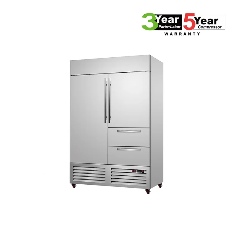 Sub-Equip, C-48BR-2RD 48"Solid Double Door Reach-in Cooler With Two Right Drawers