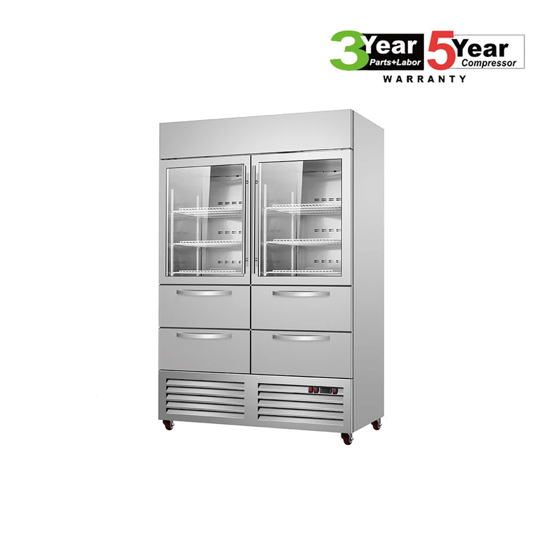 Sub-Equip, C-35FG-4D 39.5" Glass Double Door Reach-In Freezer With Four Drawer