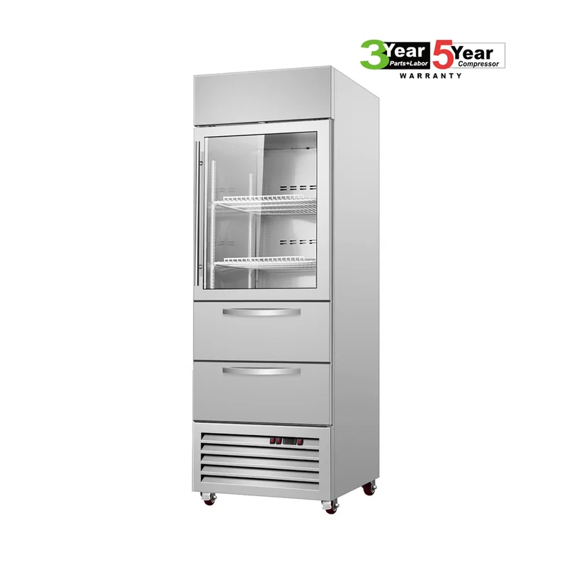 Sub-Equip, C-27RG-2D 27" Glass Single Door Reach-In Refrigerator With Two Drawer