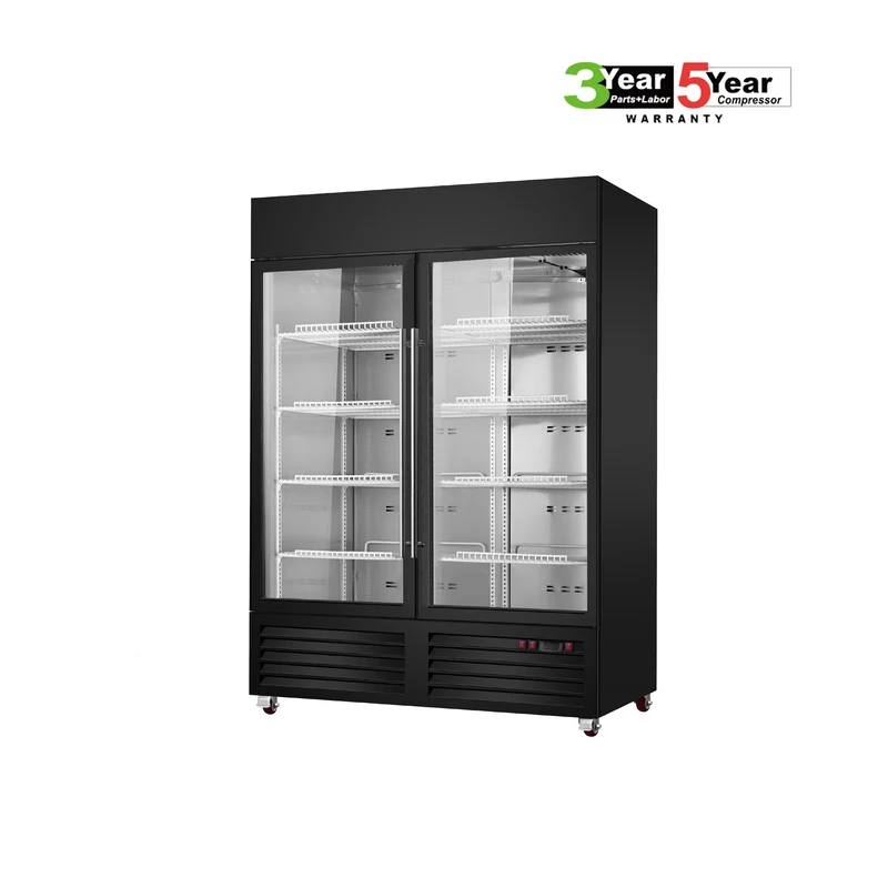 Sub-Equip, CDM-B48R 54" Black Swing Glass Door Merchandiser Refrigerator With 2 Doors