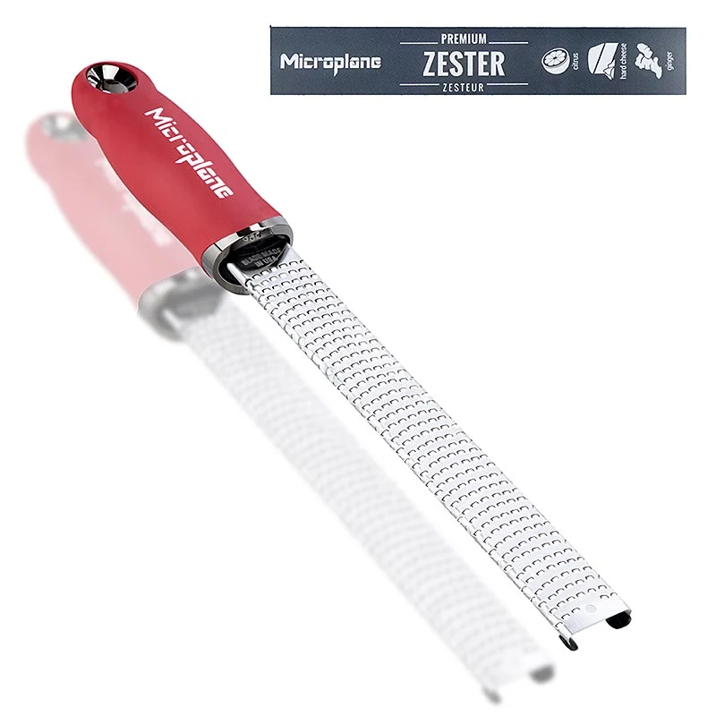Microplane - Premium Classic - Stab, Zesten Reibe, Griff Granatapfelrot /soft-touch, 1 St