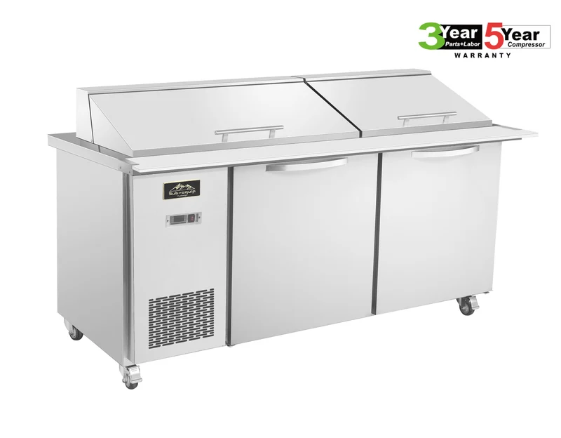Sub-equip, 72" 2 Doors Salad and Sandwich Refrigerated Prep Table With Side Mounted Compressor