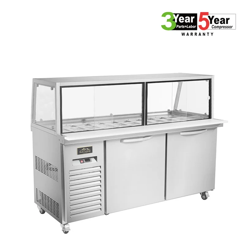Sub-equip, CUSC-60G, 60"Prep Table Refrigerator with Sneeze Glass -2 doors
