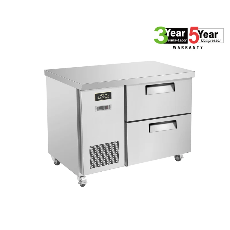 Sub-equip CUSC-48F-2D, 48" Stainless Steel Undercounter Freezer with side Mounted Compressor and 2 Drawers
