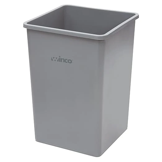 Winco Tall Square Trash Can - 35 Gallon, Gray