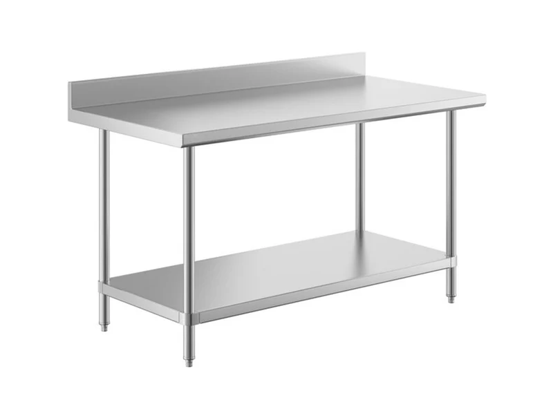 30" x 60" 16 Gauge 430 Stainless Steel Commercial Work Table with 4" Backsplash and Undershelf