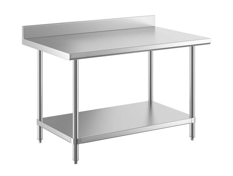 30" x 48" 16 Gauge 430 Stainless Steel Commercial Work Table with 4" Backsplash and Undershelf