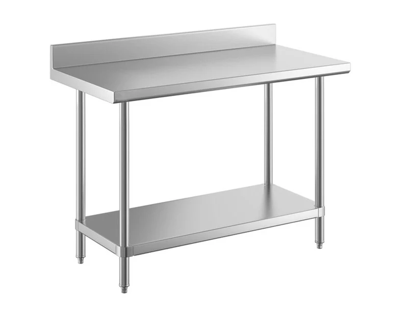 24" x 48" 16 Gauge 430 Stainless Steel Commercial Work Table with 4" Backsplash and Undershelf