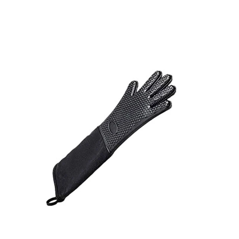 CHEFCO,OMF-19, 19"Extra long professional silicone mitt, Heat Resistant Glove with internal Cotton(Black,1pc)
