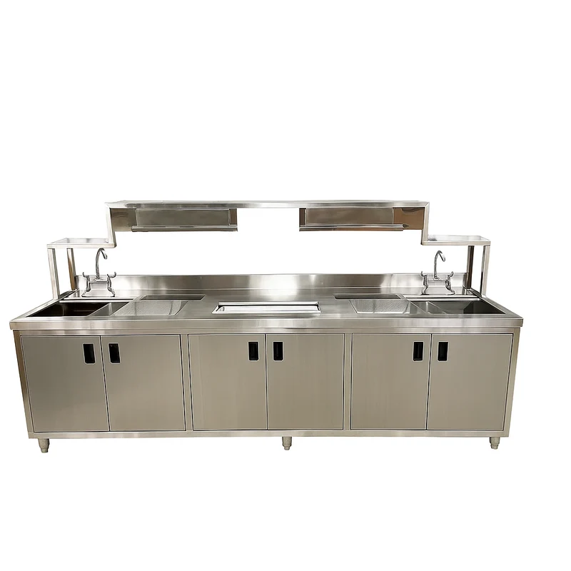 Chefco, BTS-270, 16 Gauge 304 Stainless Steel Bubble Tea Work Station (108"Wx28"Dx49.5"H)