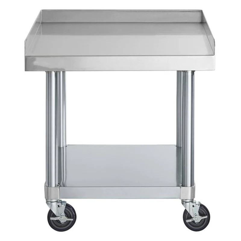 Chefco, ES-3024-418W, 30" x 24" 18-Gauge 304 Stainless Steel Equipment Stand with Galvanized Legs, Undershelf, and Casters