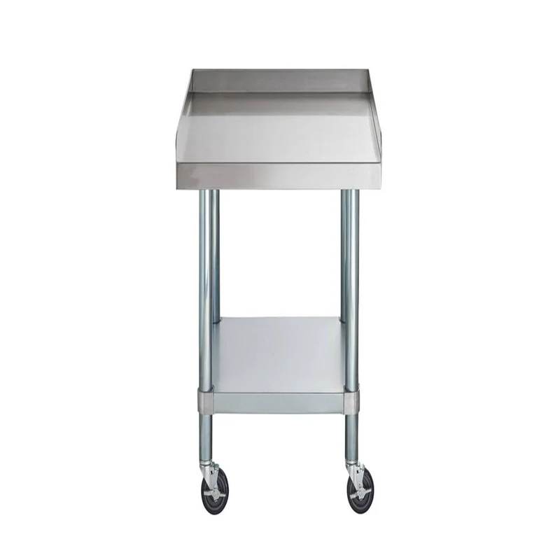 Chefco, ES-3012-418W, 30" x 12" 18-Gauge 304 Stainless Steel Equipment Stand with Galvanized Legs, Undershelf, and Casters