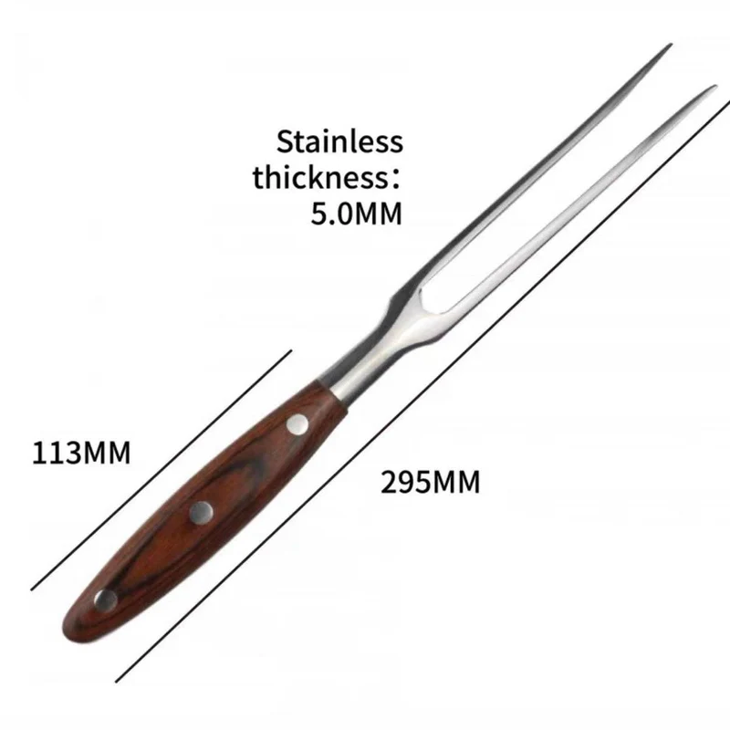 High Quality Wood Handle Stainless Steels Kitchen Carving Fork, 430 s/s