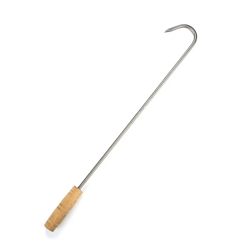 CHEFCO,HWH-18, Long 19.4" Barbecue Stainless Steel Hook with Wooden Handle