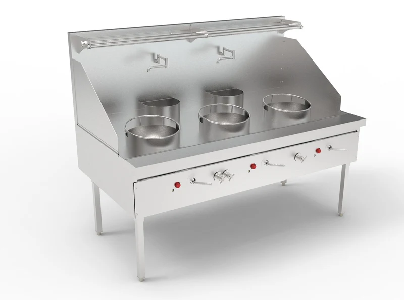 Turbo Range WR3-72-NG, 72" Triple Burner Wok Range, Natural Gas 240,000 BTU/hour (72"W x 39"D x 57"H)