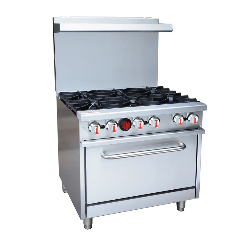 Turbo Range TR-R36-J, Natural Gas 6 Burner 36" Range with Standard Oven Base (36" X 32-3/4"X 60-3/8")