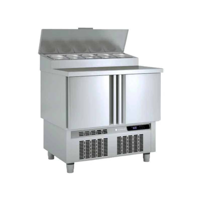 Meuble saladette plan en inox GN 1/1 réfrigéré positif
