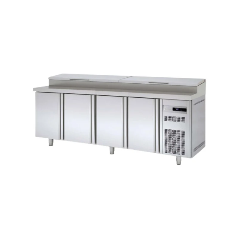 Meuble de préparation saladette bac GN 1/4 réfrigéré positif - 4 portes