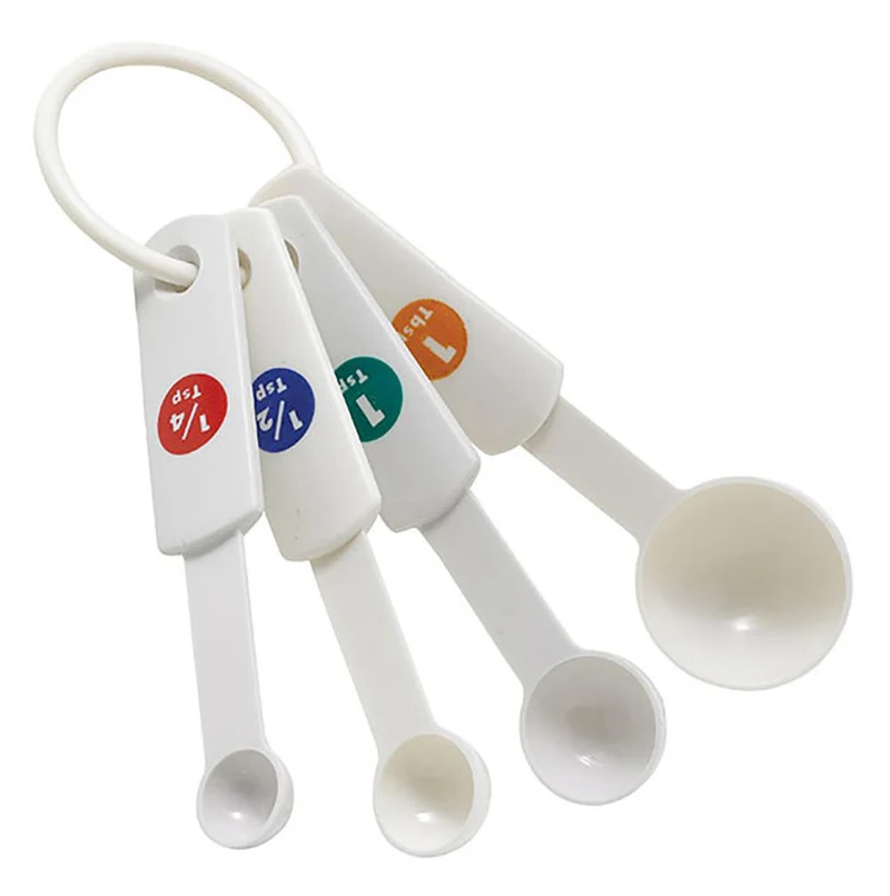 Winco White Measuring Spoon Set, 4-piece, White, Plastic