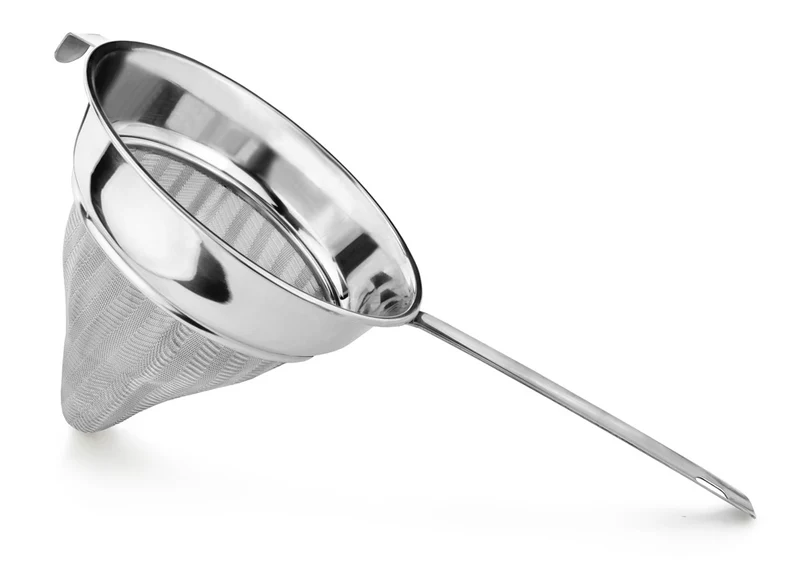 CHEFCO,CCF-8, 8" Dia Flat Handle Stainless Steel Bouillon Strainer with Pan Hook