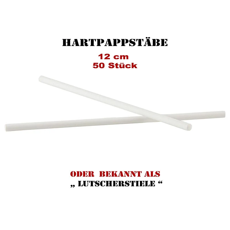 Hartpappstäbe, Lutscherstiele (weiß), beidseitig stumpf, ø ca. 3,8mm, 12cm, 50 St
