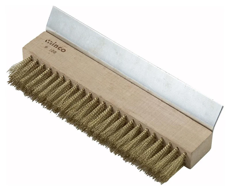 Pizza Oven Brush Head With Brass Bristles and Scraper