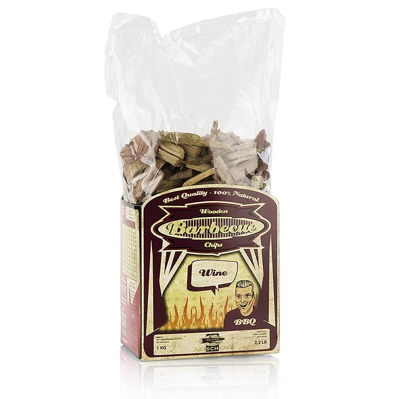 Axtschlag - Grill BBQ - Räucherchips aus Rotwein-Eichenholz, 1 kg