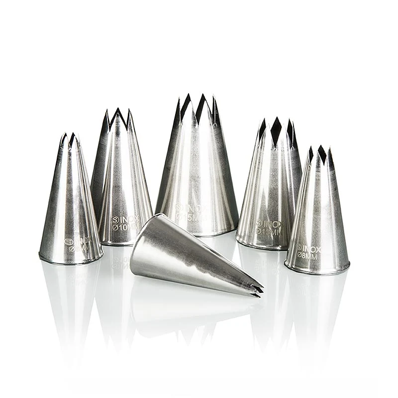 Matfer - Spritzbeutel-Tüllen Set, sternformig, aus Metall, 6 tlg.